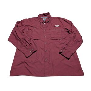 Magellan Fishing Shirt Mens L Maroon Long Sleeve Relaxed Fit Moisture Wicking